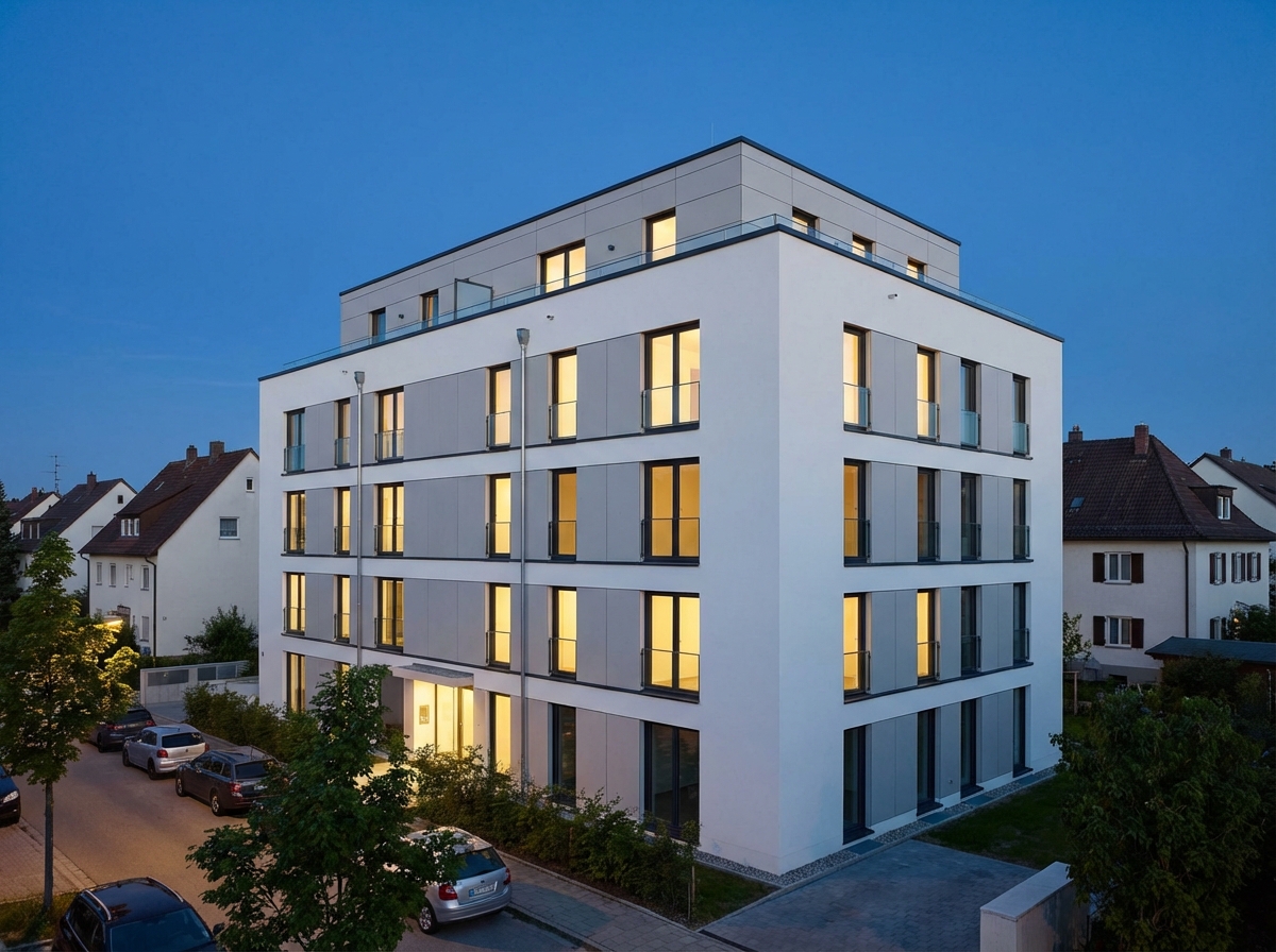 Modernes Mehrfamilienhaus mit zeitgenössischer Architektur